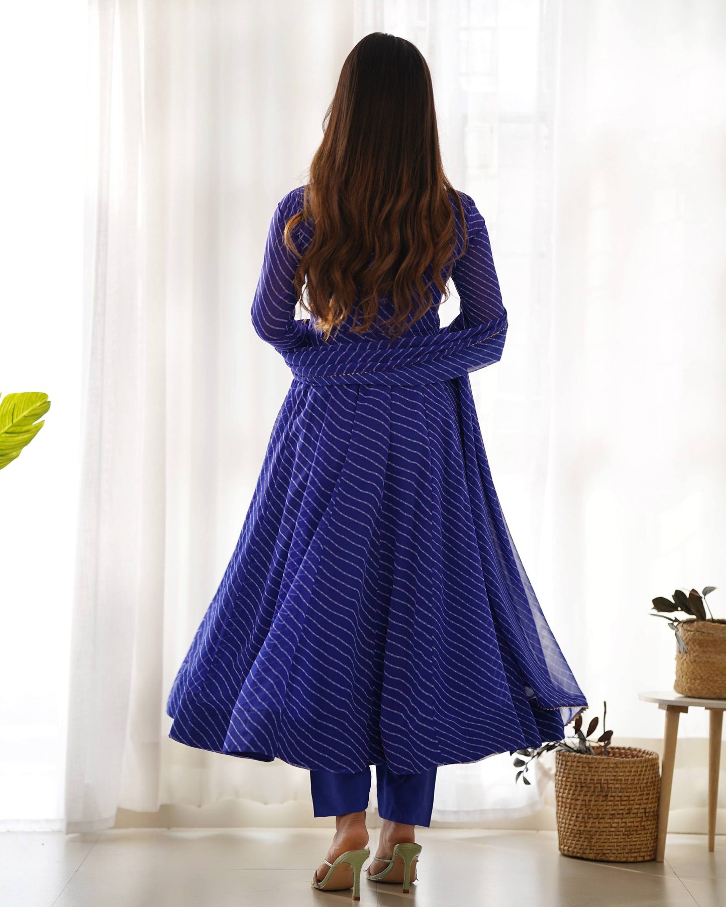 Laheriya Print Pure Georgette Anarkali Salwar Suit Set