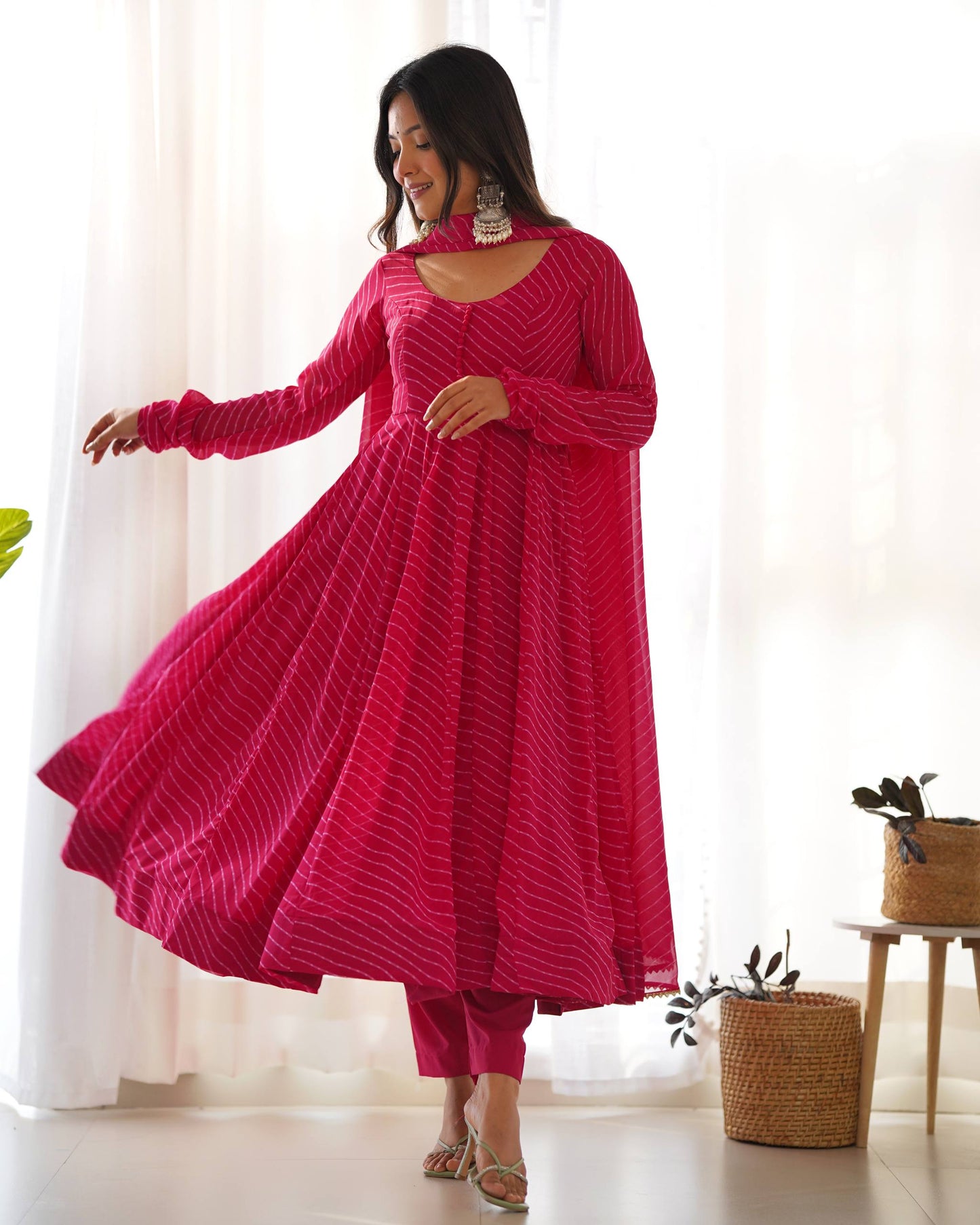 Laheriya Print Pure Georgette Anarkali Salwar Suit Set