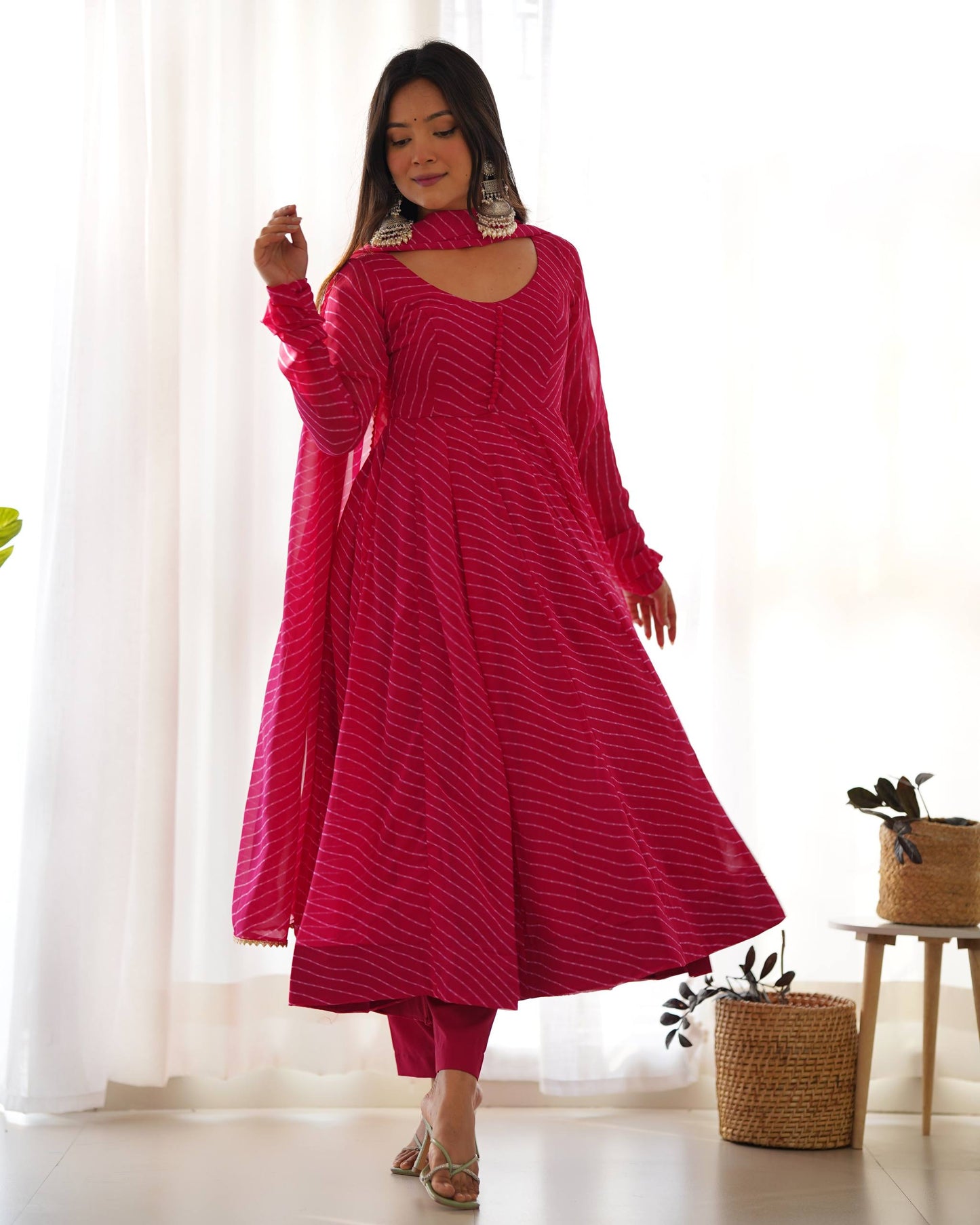 Laheriya Print Pure Georgette Anarkali Salwar Suit Set