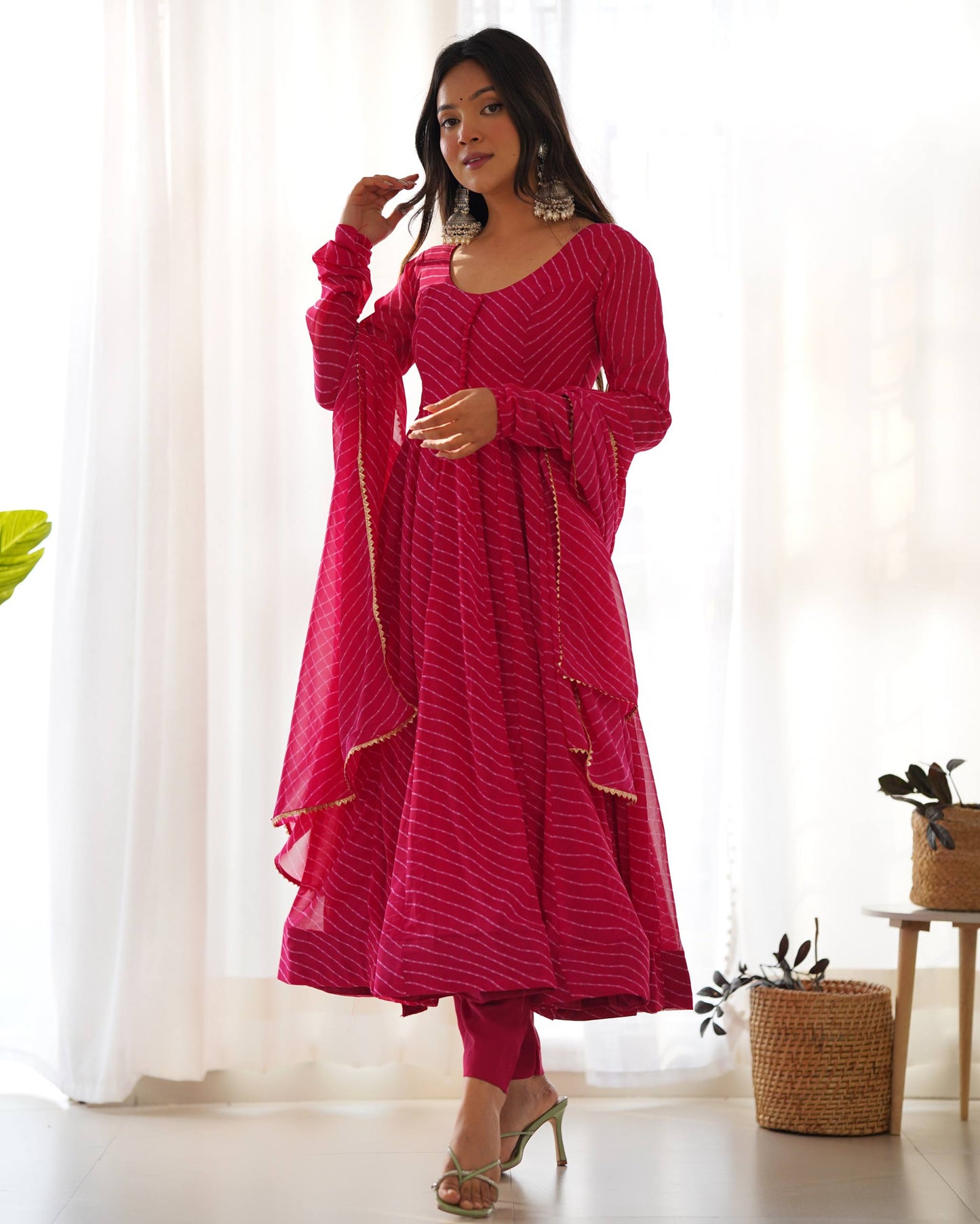 Laheriya Print Pure Georgette Anarkali Salwar Suit Set