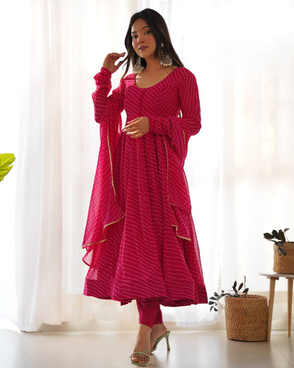 Laheriya Print Pure Georgette Anarkali Salwar Suit Set