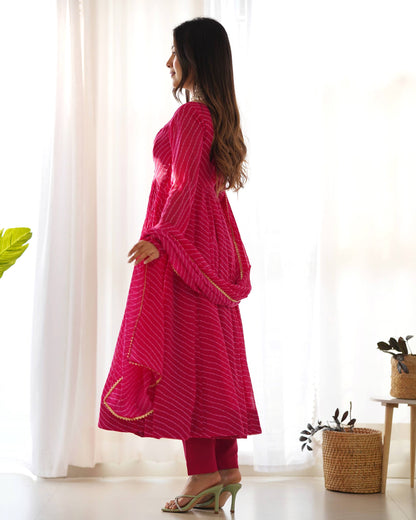 Laheriya Print Pure Georgette Anarkali Salwar Suit Set
