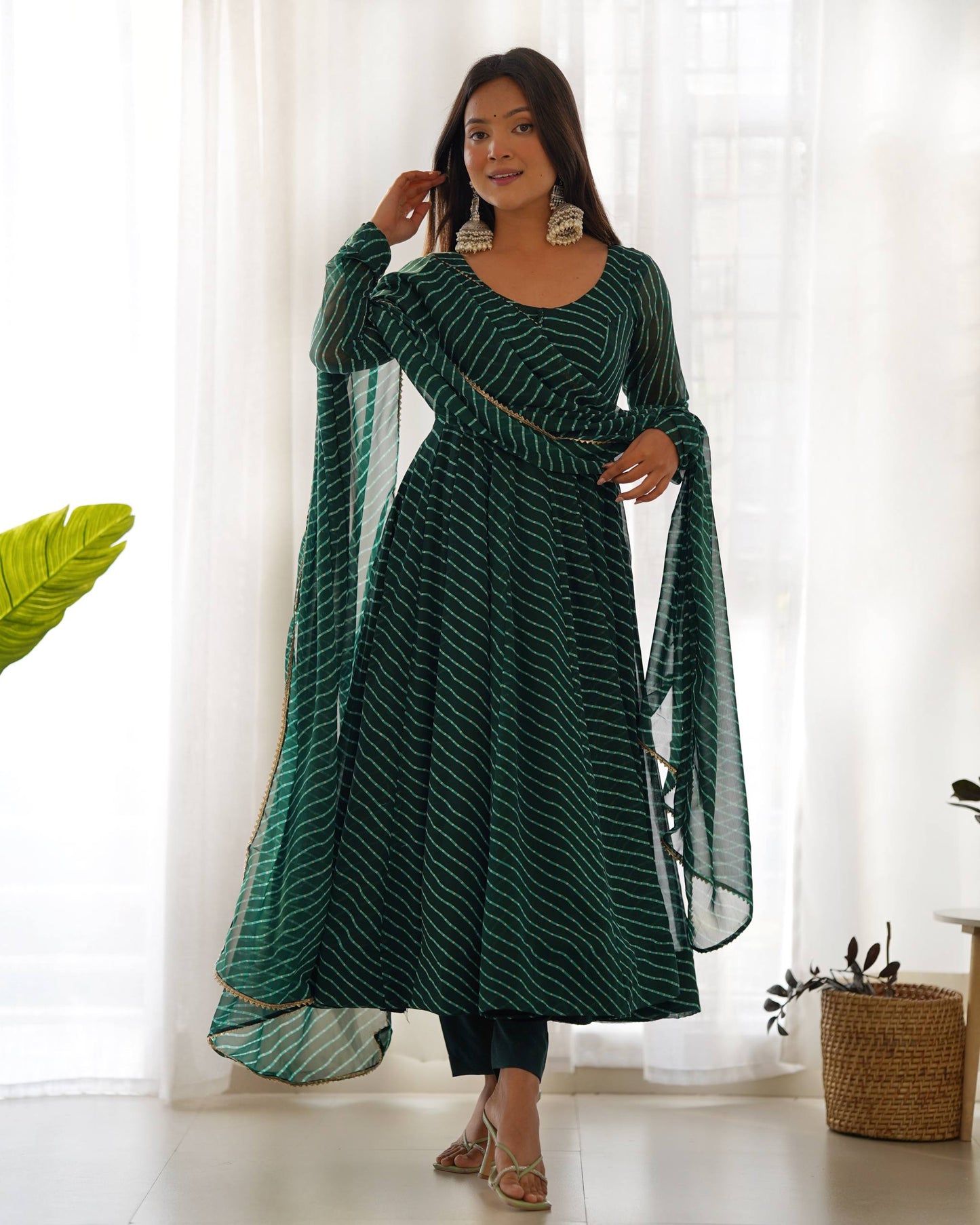 Laheriya Print Pure Georgette Anarkali Salwar Suit Set