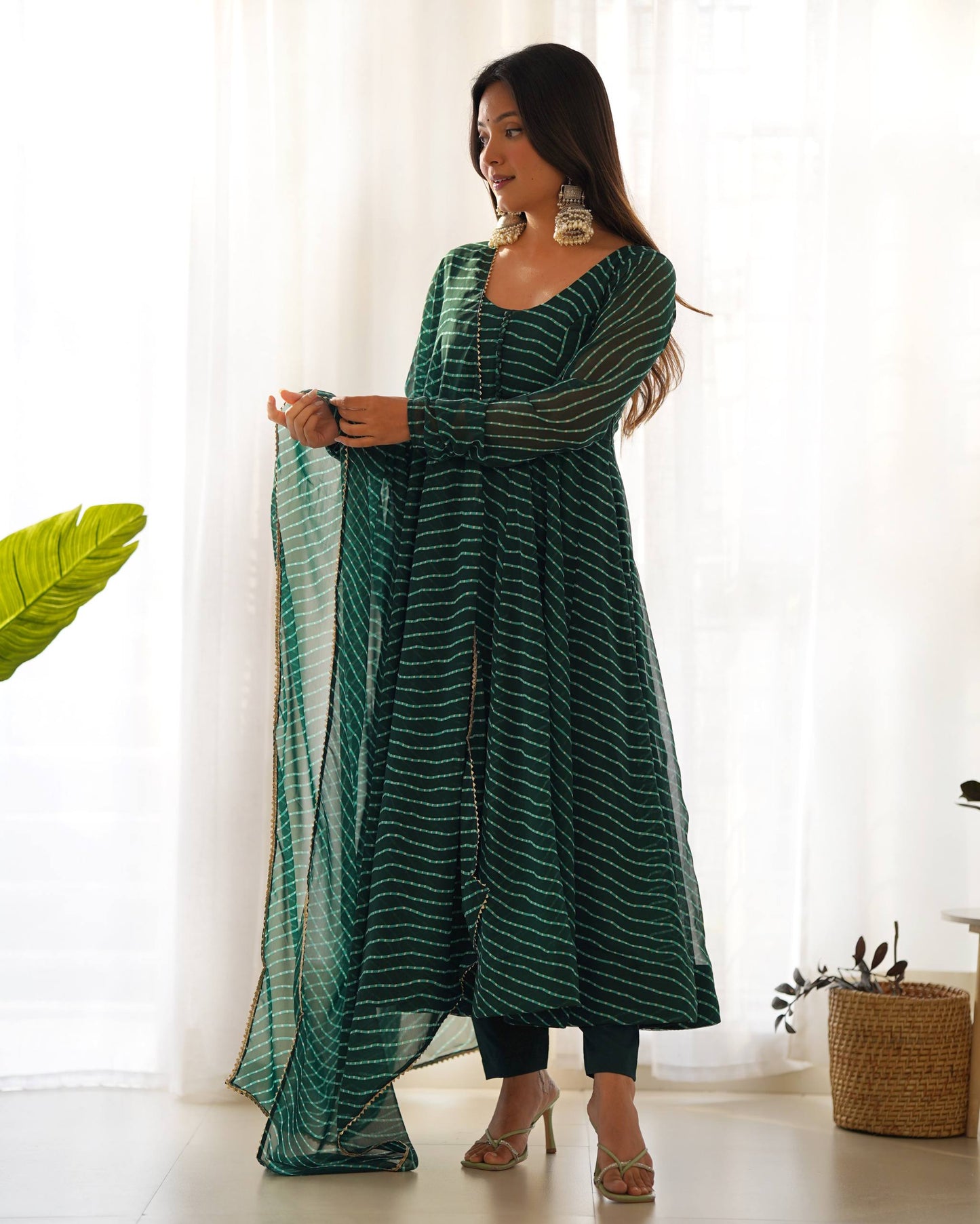Laheriya Print Pure Georgette Anarkali Salwar Suit Set