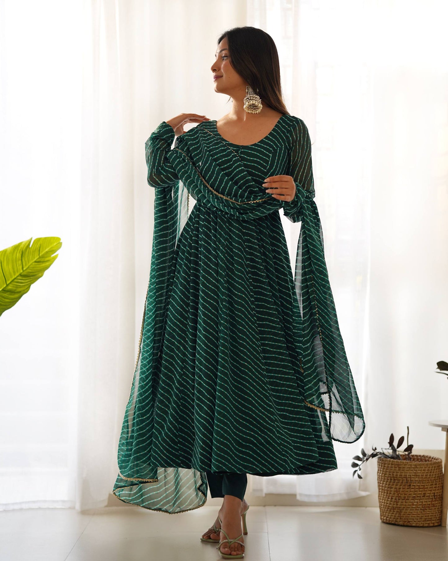Laheriya Print Pure Georgette Anarkali Salwar Suit Set