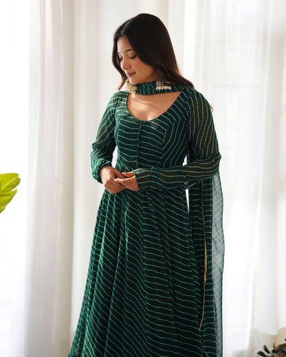 Laheriya Print Pure Georgette Anarkali Salwar Suit Set