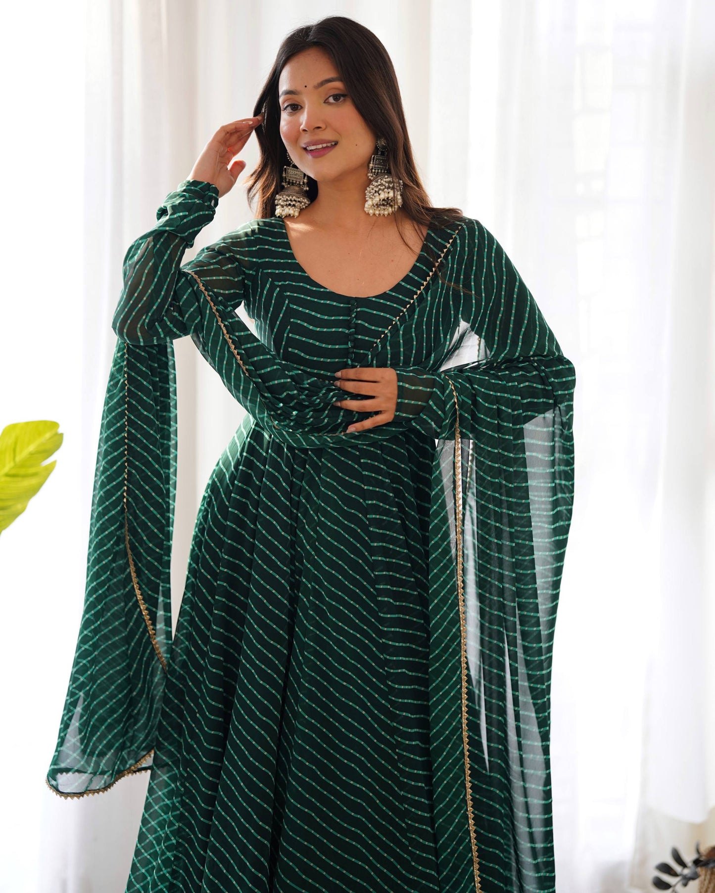 Laheriya Print Pure Georgette Anarkali Salwar Suit Set