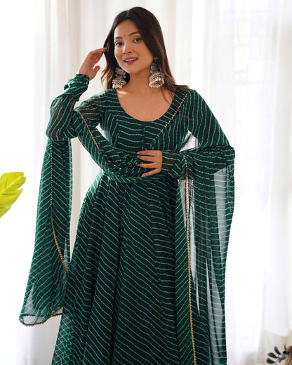 Laheriya Print Pure Georgette Anarkali Salwar Suit Set
