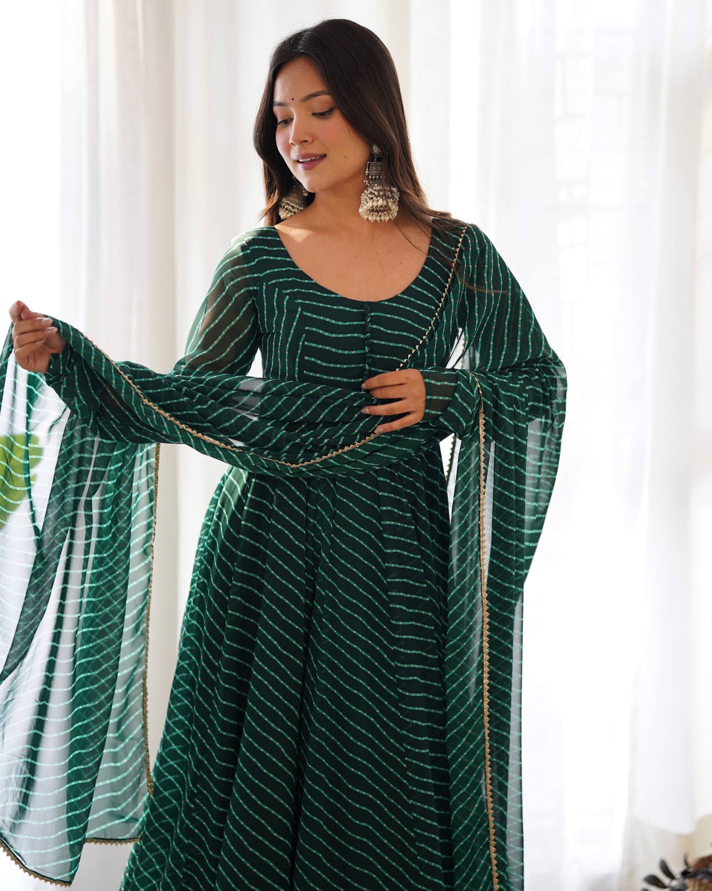 Laheriya Print Pure Georgette Anarkali Salwar Suit Set