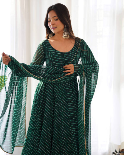 Laheriya Print Pure Georgette Anarkali Salwar Suit Set