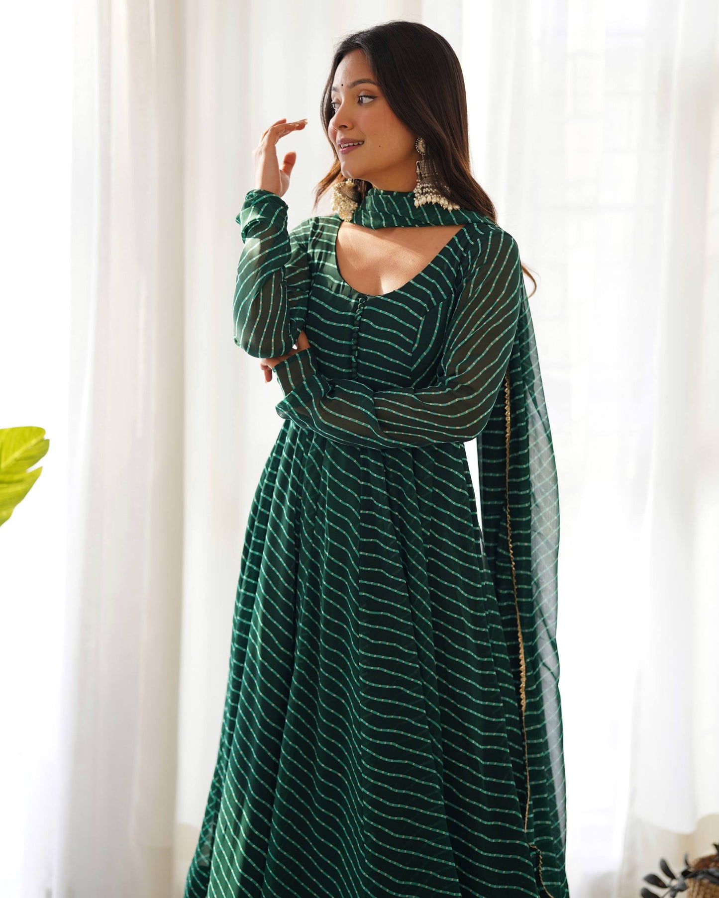 Laheriya Print Pure Georgette Anarkali Salwar Suit Set