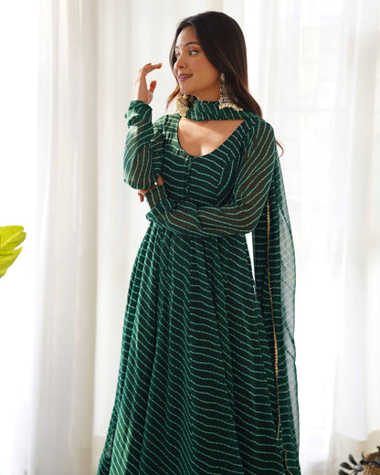 Laheriya Print Pure Georgette Anarkali Salwar Suit Set