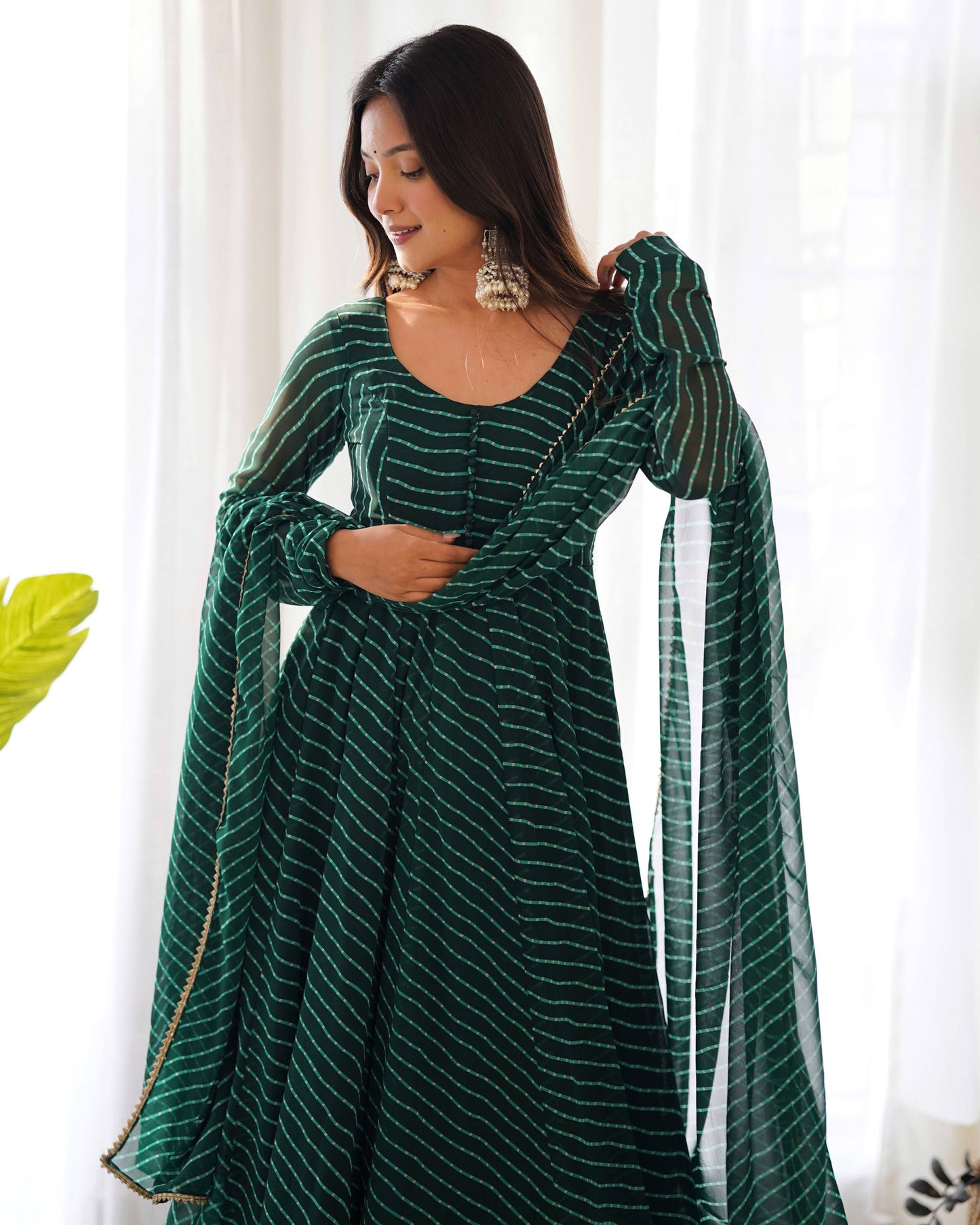 Laheriya Print Pure Georgette Anarkali Salwar Suit Set