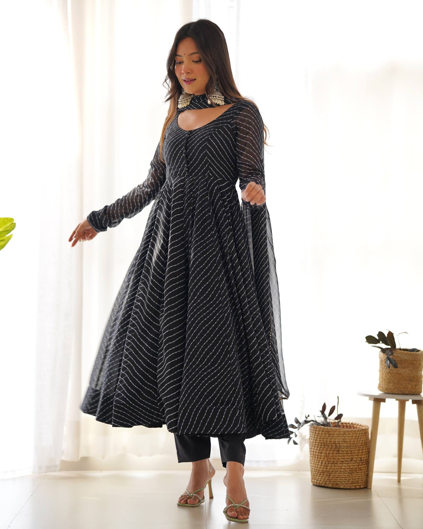 Laheriya Print Pure Georgette Anarkali Salwar Suit Set