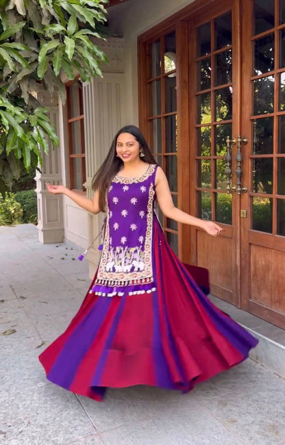 Navratri Special Purple and Pink Chaniya Choli Garba Dress