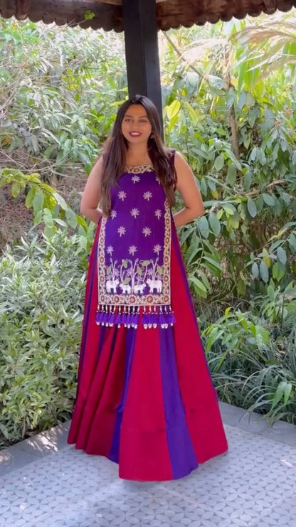 Navratri Special Purple and Pink Chaniya Choli Garba Dress