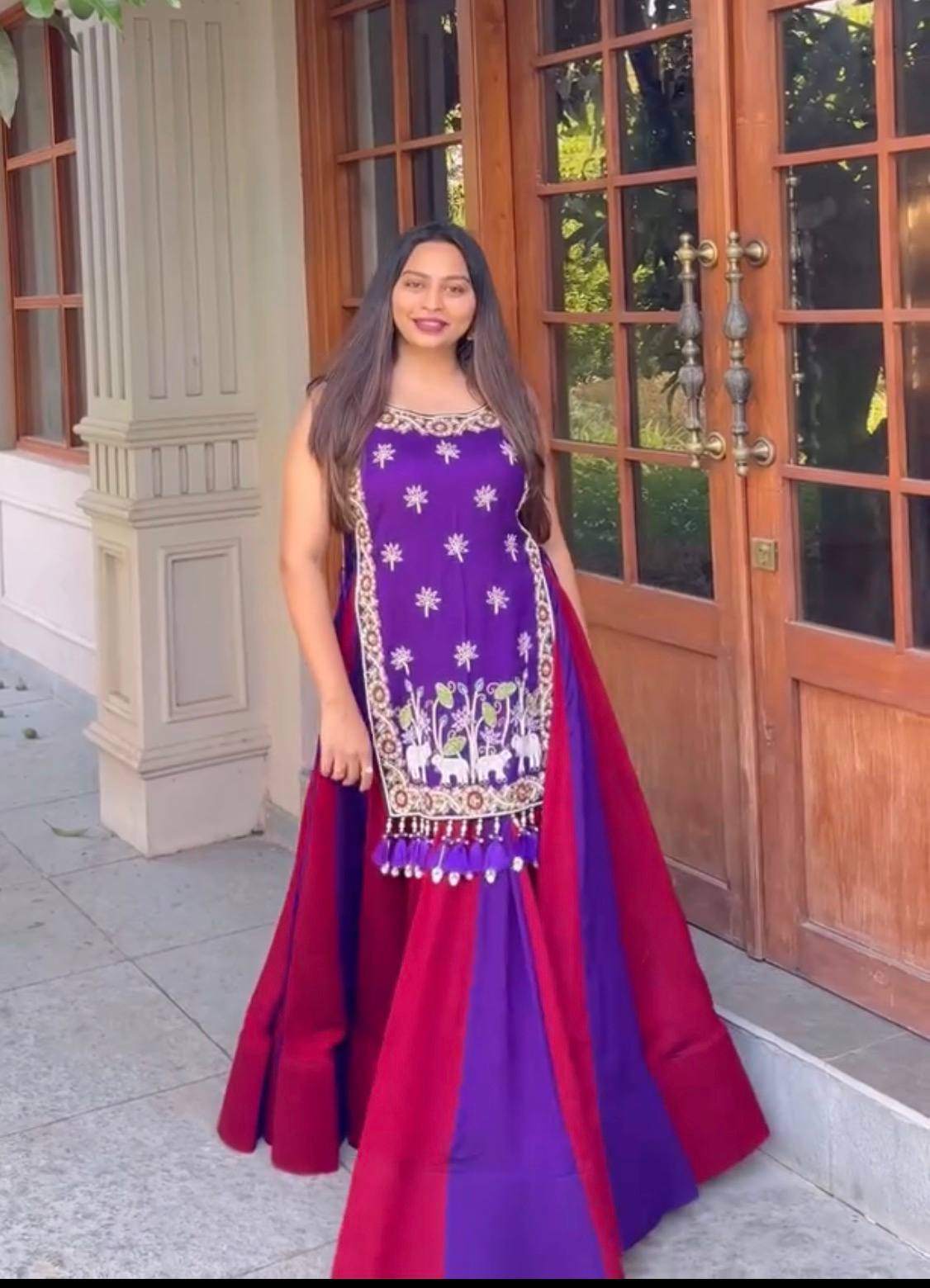 Navratri Special Purple and Pink Chaniya Choli Garba Dress
