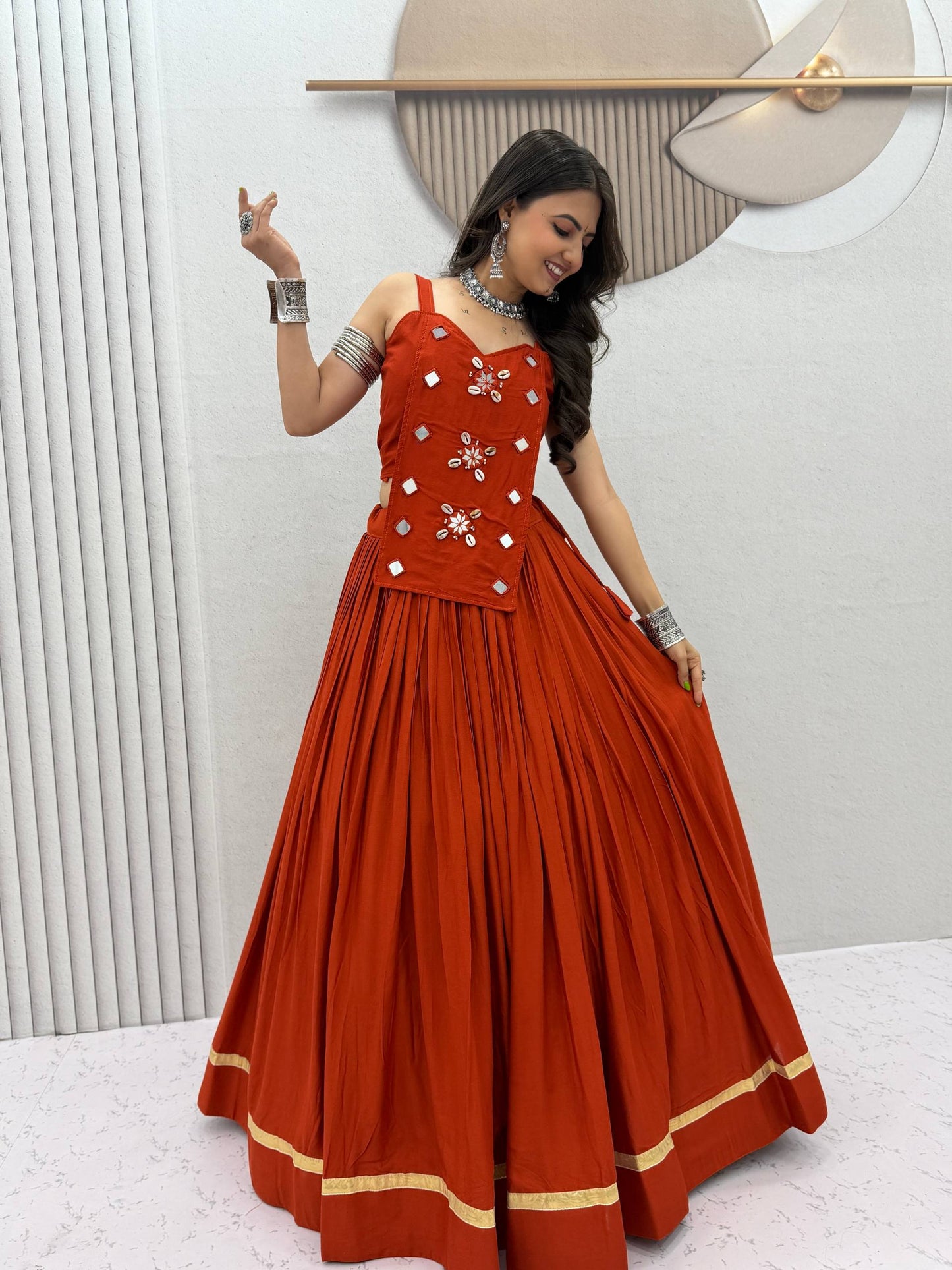 Navratri Special Pure Cotton Lehenga Choli with Handwork Real Codi