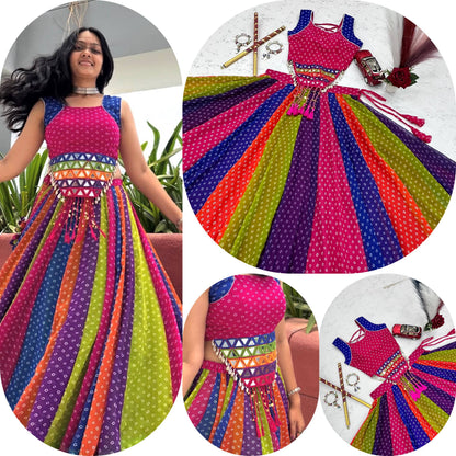 Rainbow Georgette Navratri Special Lehenga Choli for Garba