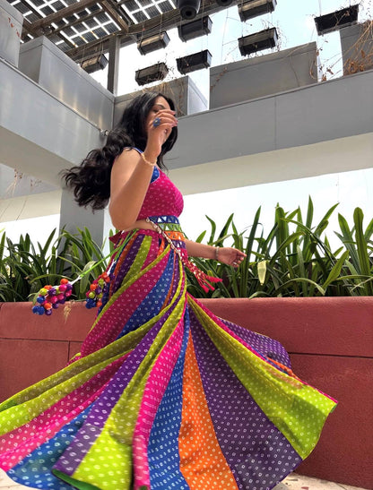 Rainbow Georgette Navratri Special Lehenga Choli for Garba