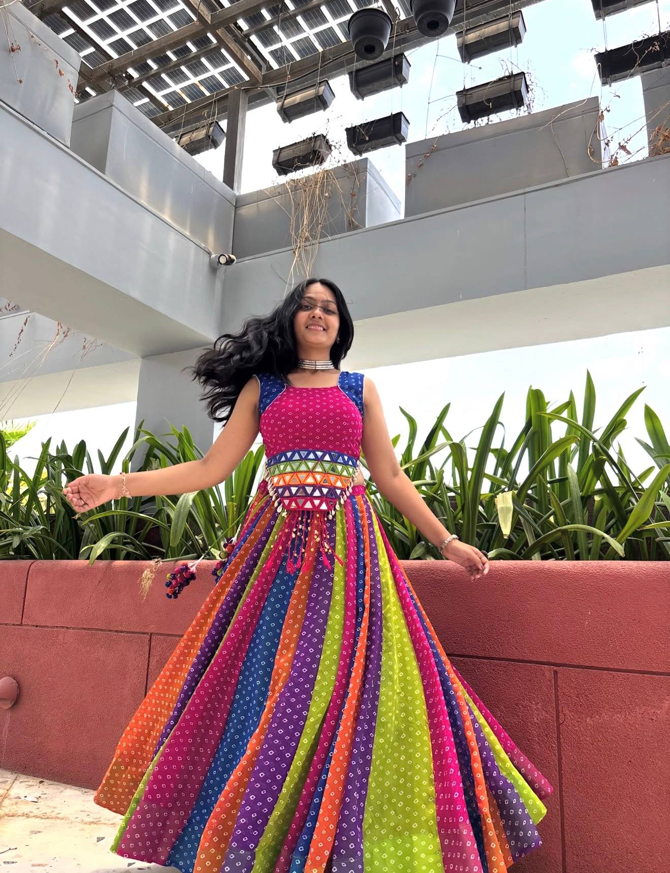 Rainbow Georgette Navratri Special Lehenga Choli for Garba