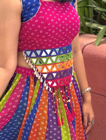 Rainbow Georgette Navratri Special Lehenga Choli for Garba