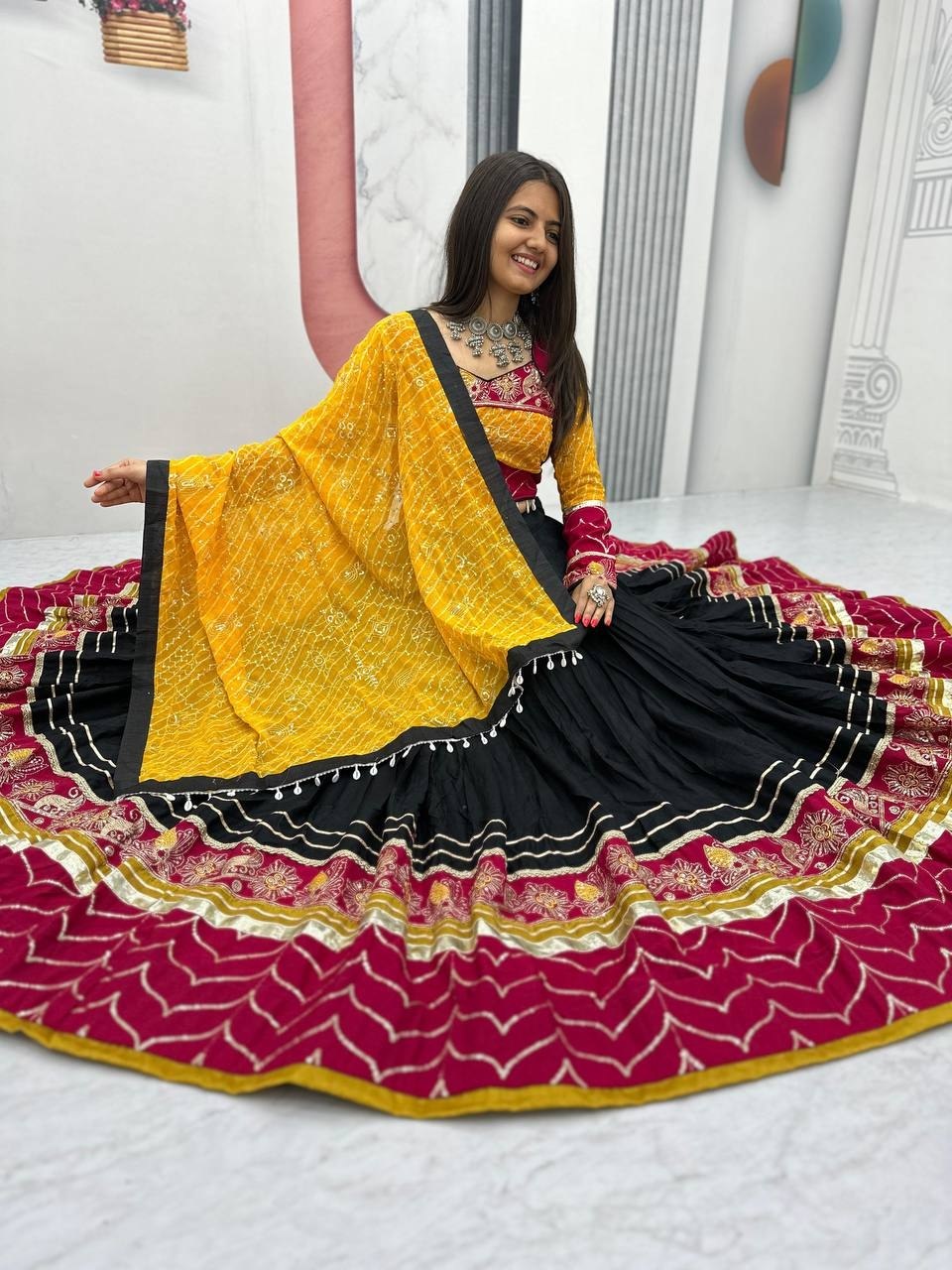 Navratri Special Cotton Chaniya Choli for Garba - Set of 3