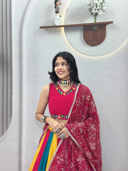 Magenta Pink Multi Lehenga Choli for Navratri & Garba