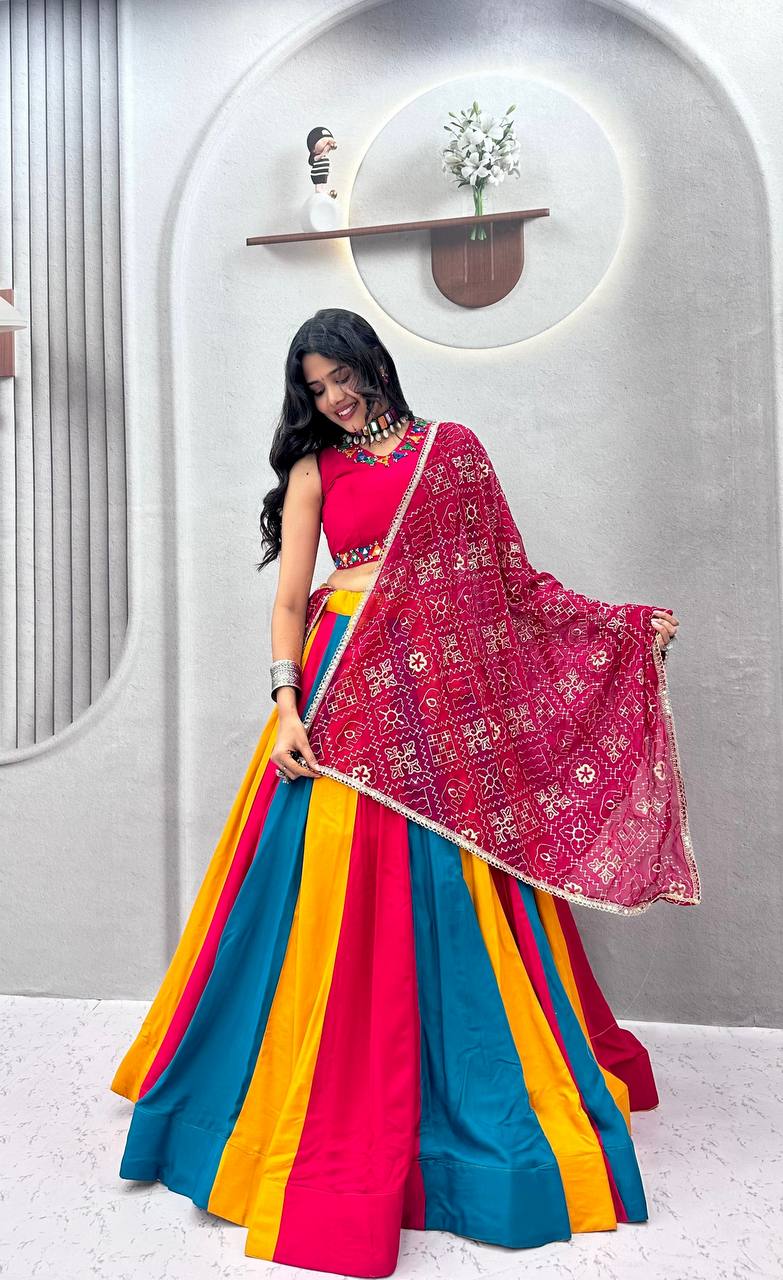 Magenta Pink Multi Lehenga Choli for Navratri & Garba