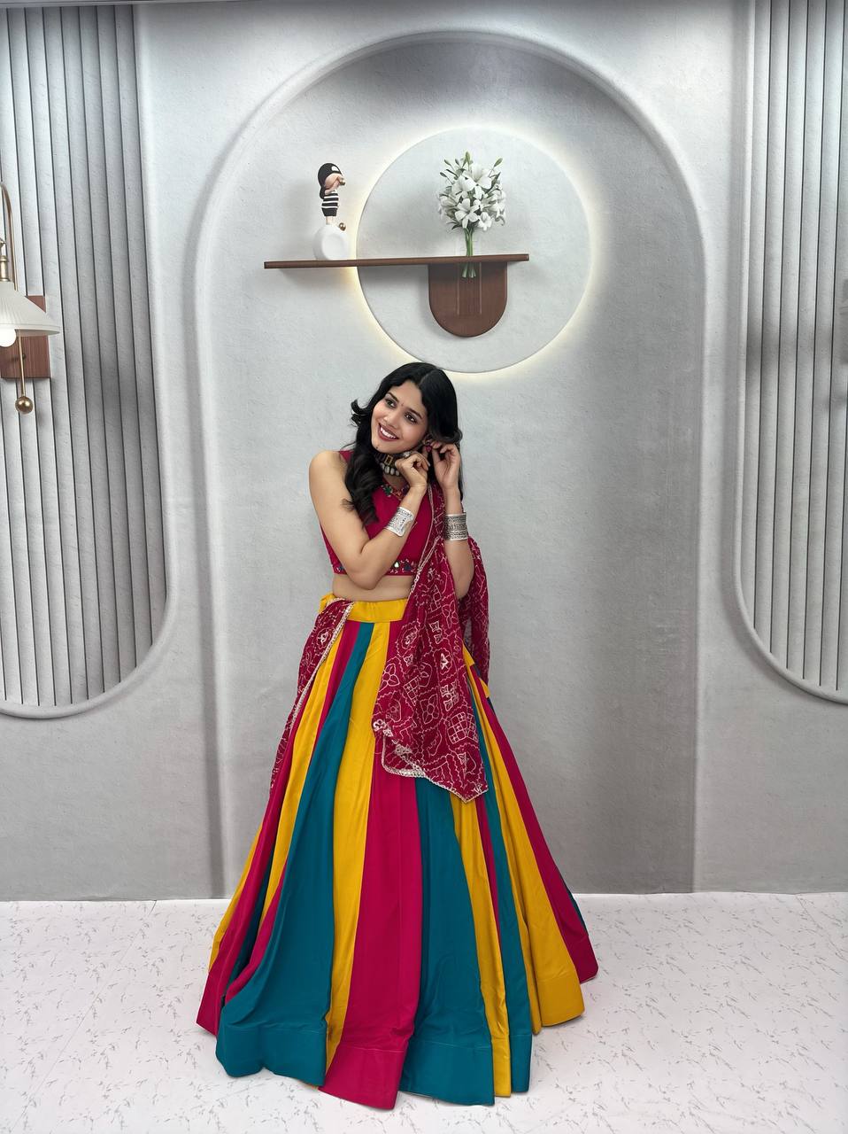 Magenta Pink Multi Lehenga Choli for Navratri & Garba