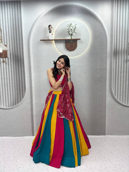 Magenta Pink Multi Lehenga Choli for Navratri & Garba