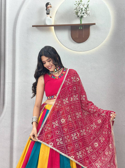 Magenta Pink Multi Lehenga Choli for Navratri & Garba