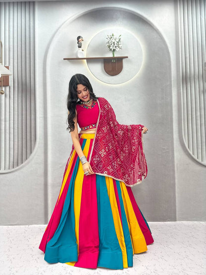 Magenta Pink Multi Lehenga Choli for Navratri & Garba