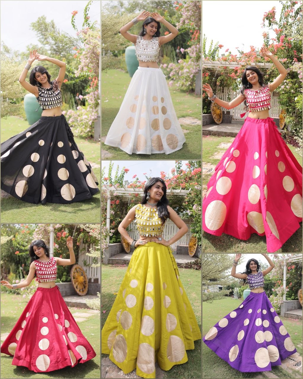 Navratri Mirror Work Lehenga Choli with Gota Pattern