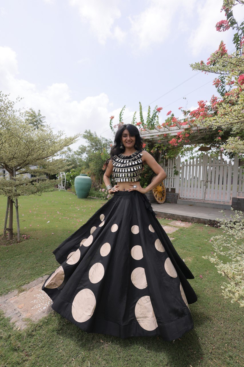 Navratri Mirror Work Lehenga Choli with Gota Pattern