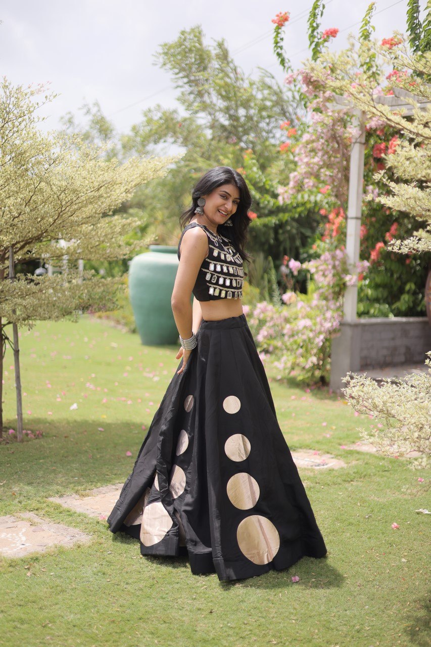 Navratri Mirror Work Lehenga Choli with Gota Pattern