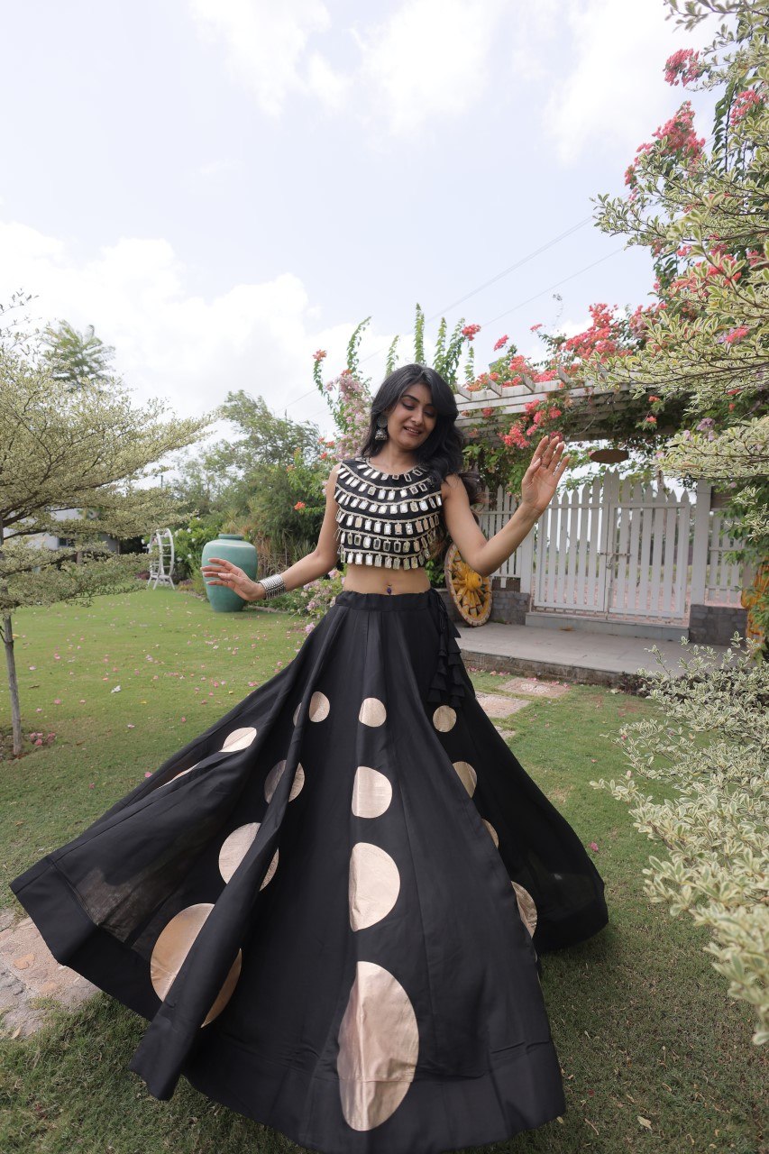 Navratri Mirror Work Lehenga Choli with Gota Pattern