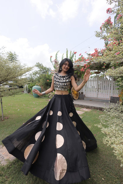 Navratri Mirror Work Lehenga Choli with Gota Pattern