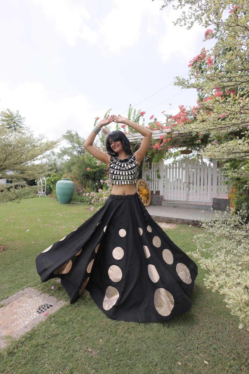 Navratri Mirror Work Lehenga Choli with Gota Pattern