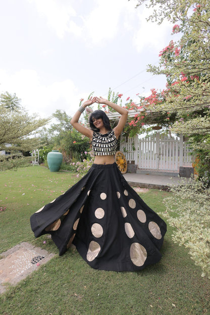 Navratri Mirror Work Lehenga Choli with Gota Pattern