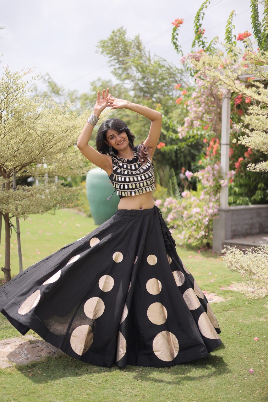 Navratri Mirror Work Lehenga Choli with Gota Pattern