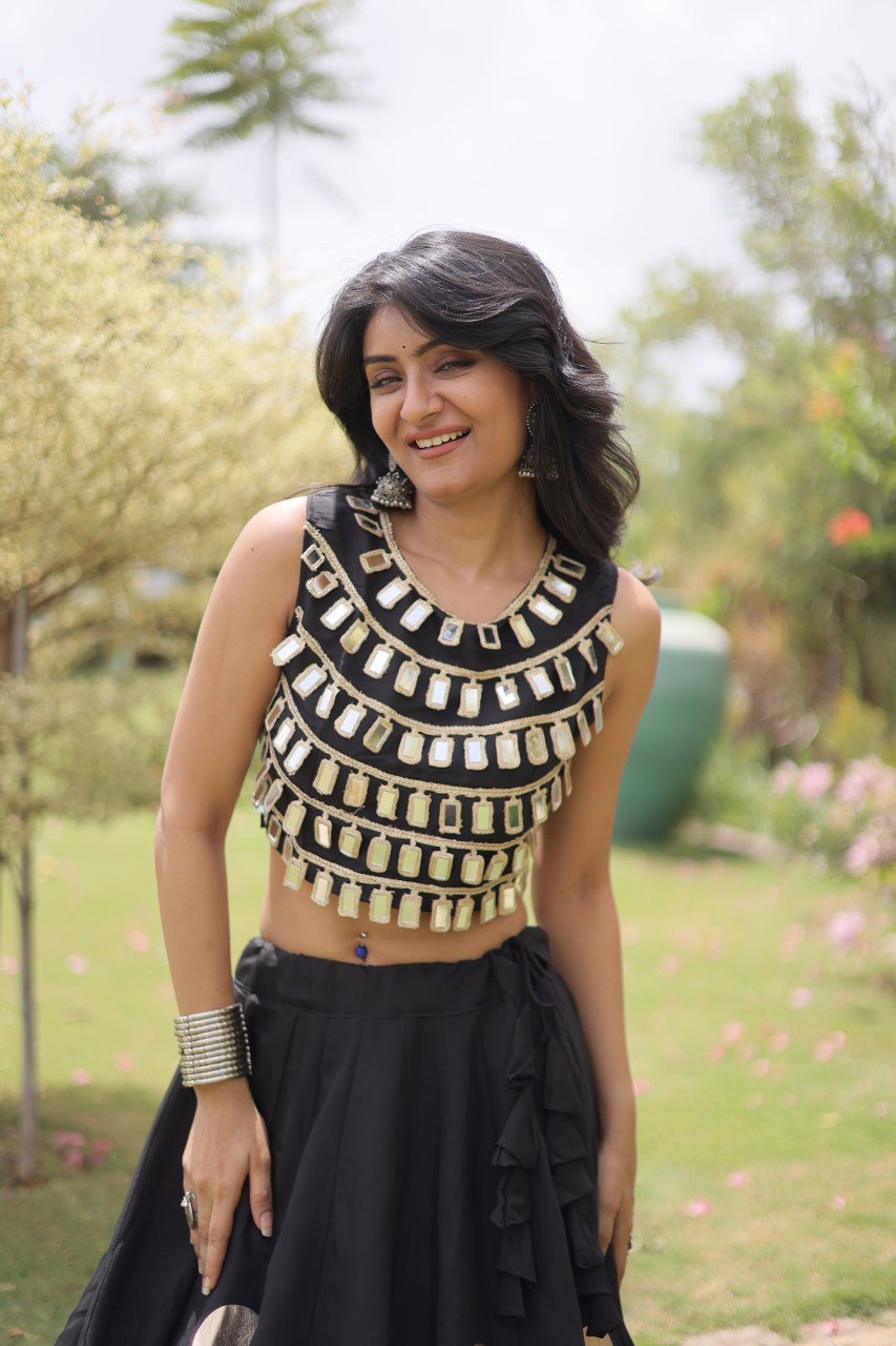 Navratri Mirror Work Lehenga Choli with Gota Pattern
