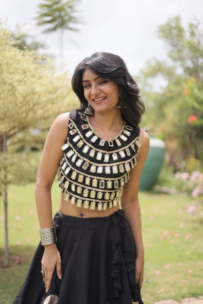 Navratri Mirror Work Lehenga Choli with Gota Pattern