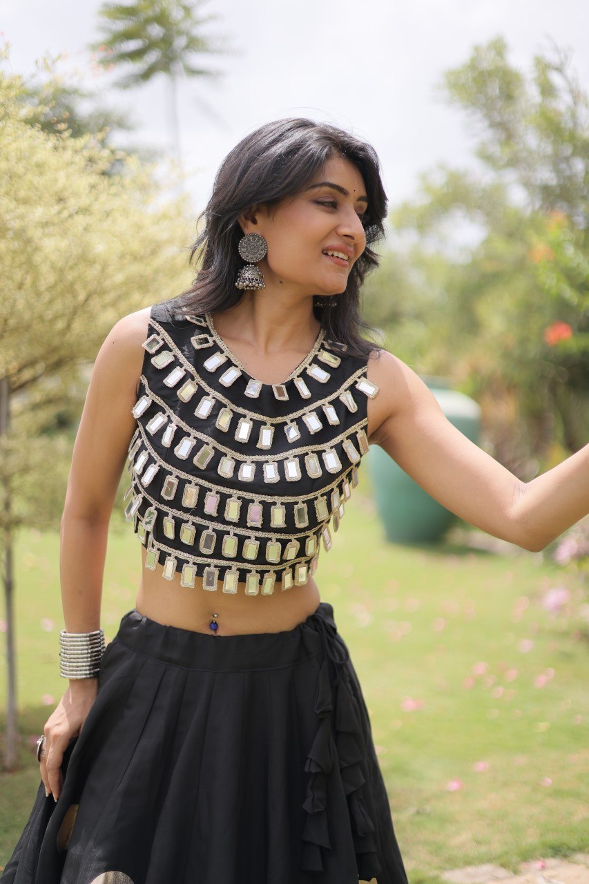 Navratri Mirror Work Lehenga Choli with Gota Pattern