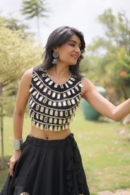 Navratri Mirror Work Lehenga Choli with Gota Pattern