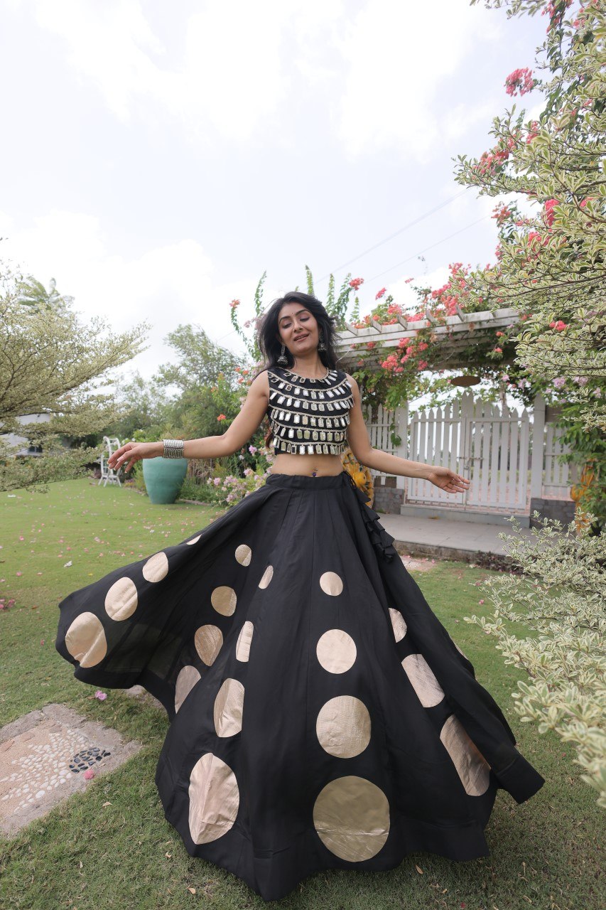 Navratri Mirror Work Lehenga Choli with Gota Pattern