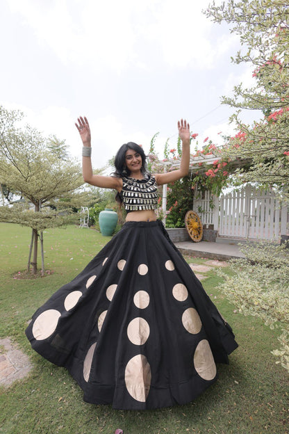 Navratri Mirror Work Lehenga Choli with Gota Pattern