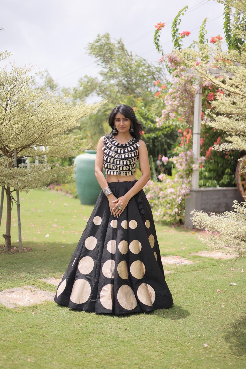 Navratri Mirror Work Lehenga Choli with Gota Pattern