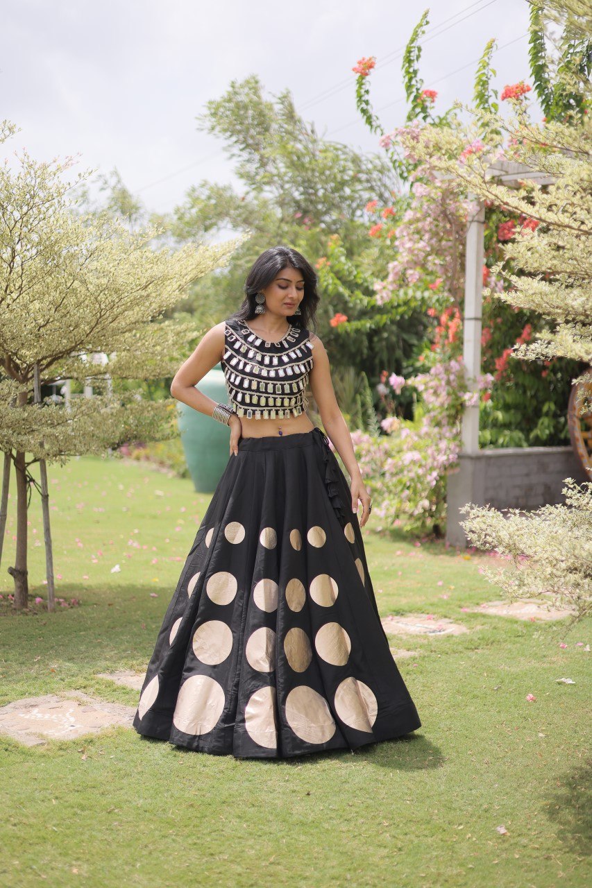 Navratri Mirror Work Lehenga Choli with Gota Pattern
