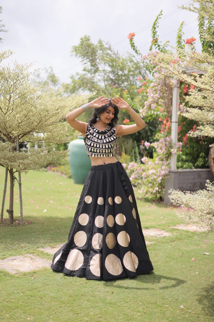 Navratri Mirror Work Lehenga Choli with Gota Pattern